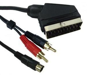 Cable euroconector Scart a 2 RCA audio + 1 S-VHS video 1m.