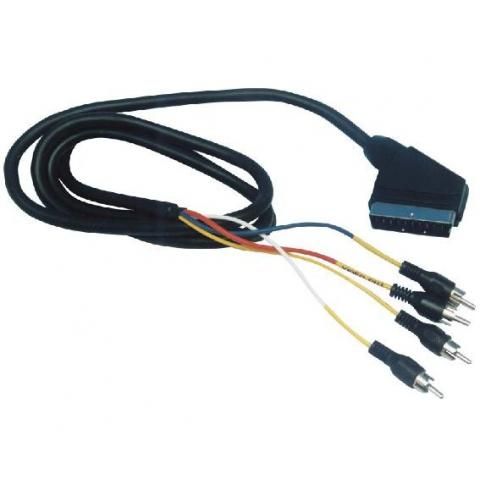 Cable euroconector Scart a 4 RCA, 2 audio in/out + 2 video in/out 1,5m