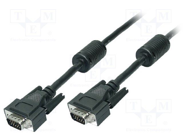 Logilink cable SVGA 15 macho - 15 macho + ferritas 5 metros  negro CV0003