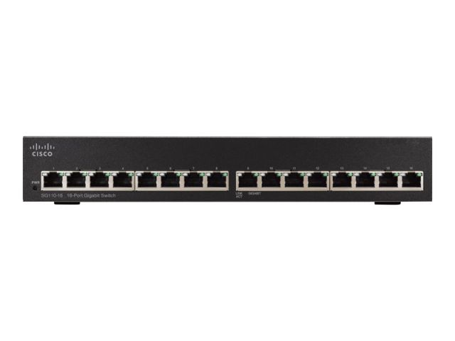 Cisco Switch 16 puertos Small Business SG110-16 - Conmutador - sin gestionar - 16 x 10/100/1000 - montaje en rack