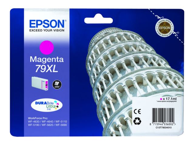 Epson cartucho de tinta magenta 79XL C13T79034010 2000 páginas para WorkForce Pro WF-4630DWF, WF-4640DTWF, WF-5110DW, WF-5190DW, WF-5620DWF, WF-5690DWF