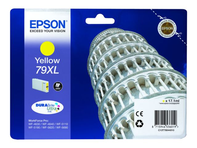 Epson cartucho de tinta amarillo 79XL C13T79044010 2000 páginas para WorkForce Pro WF-4630DWF, WF-4640DTWF, WF-5110DW, WF-5190DW, WF-5620DWF, WF-5690DWF