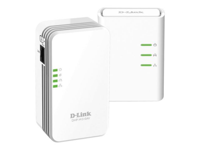 D-Link PLC PowerLine DHP-W311AV - Starter Kit HomePlug AV (HPAV), IEEE 1901 - 802.11b/g/n - conectable en la pared - Kit de 2 unidades