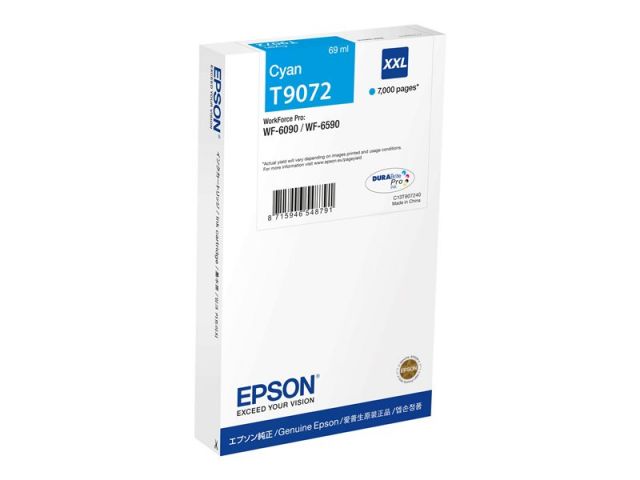 Epson cartucho de tinta cyan T907240 63 ml 7.000 páginas DURABrite Pro WorkForce Pro WF6090D2TWC - WF6090DTWC - WF6090DW - WF6590D2TWFC - WF6590DTWFC - WF6590DWF