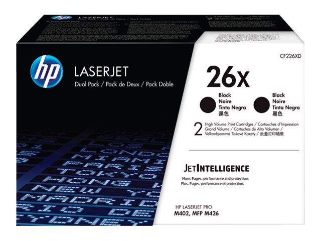 HP toner negro 26X CF226XD 9.000 páginas pack doble para LaserJet Pro M402d, M402dn, M402dne, M402dw, M402n, MFP M426dw, MFP M426fdn, MFP M426fdw