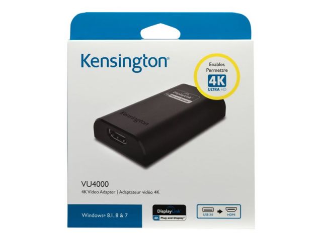 Kensington VU4000 4K Video Adapter - Adaptador de vídeo externo - USB 3.0 - HDMI - negro