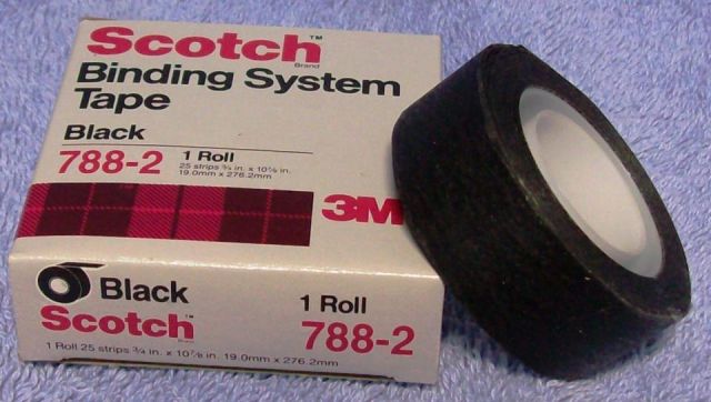 Scotch cinta adhesiva 788-4 de papel para sistema de encuadernación 7890, color negro 19mm x 25m (fotografía no corresponde con el producto. Es de similar aspecto).