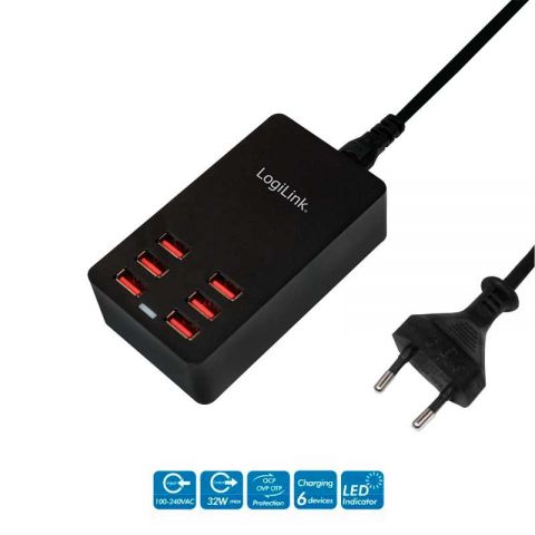 Logilink alimentador 6 USB  32W  PA0139