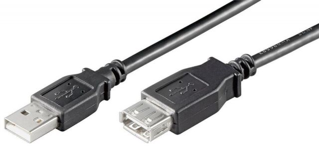 Digitus cable USB A - USB A 1,8 metros macho/hembra negro doble malla AK-300202-018-S