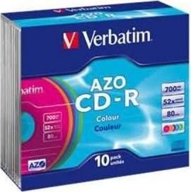 Verbatim CD-R 700Mb 80 minutos Super Azo Slim, 10 unidades