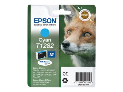 Epson cartucho de tinta cyan T1282 3,5 ml. Stylus S22, SX230, SX235, SX420, SX430, SX435, SX438, SX440, SX445; Stylus Office BX305