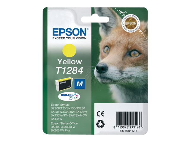 Epson cartucho de tinta amarillo T1284 3,5 ml. Stylus S22, SX230, SX235, SX420, SX430, SX435, SX438, SX440, SX445; Stylus Office BX305