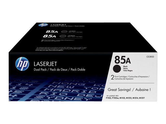 HP toner negro 85A CE285AD pack 2 unidades LJ P1102 1600 páginas x toner