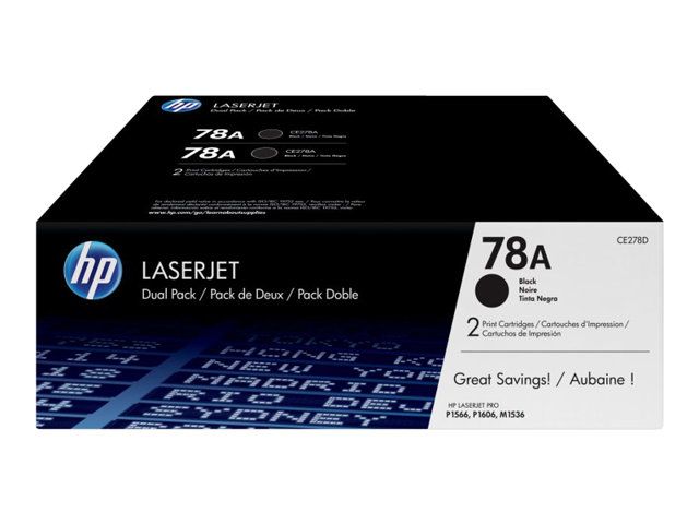 HP toner negro 78A CE278AD pack 2 unidades 2100 páginas LJ P1006/PRO P1566