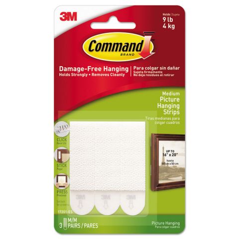 3M Command 17201 velcro - tiras para cuadros - blister 6 tiras - 2 unidades soportan 1,4 kg.