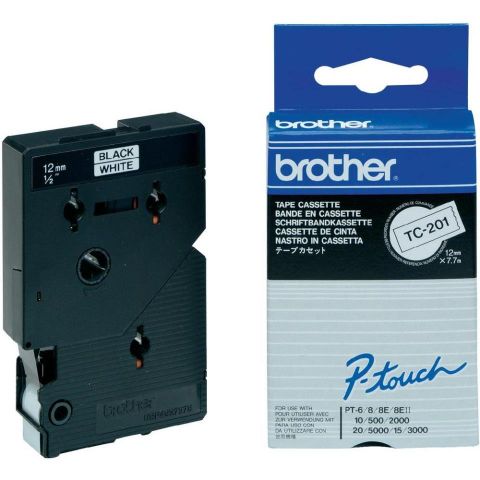 Brother cinta rotuladora TC201negro/blanco 12mm x 7m