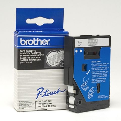 Brother cinta rotuladora TC195 blanco/trans. 9mm x 7m