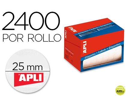 Apli etiquetas 01674 en rollo, etiquetas redondas 25mm(2400)