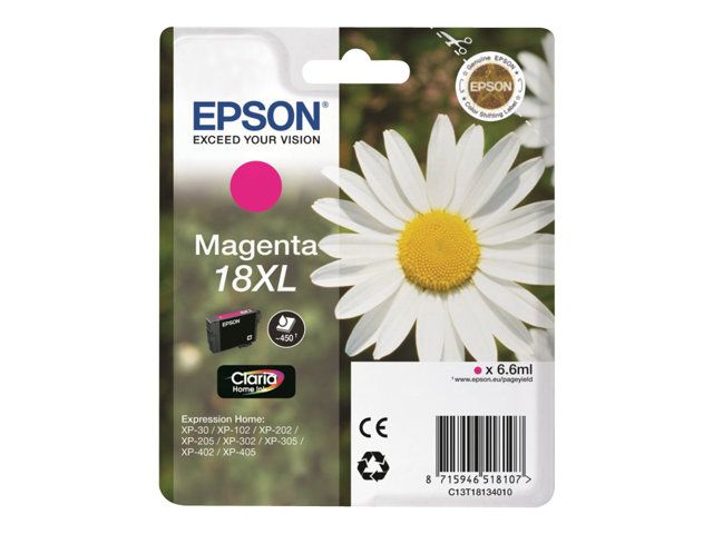 Epson cartucho de tinta magenta 18XL T18134010 470 páginas XP30-102-105-202-205-302-305-402-405