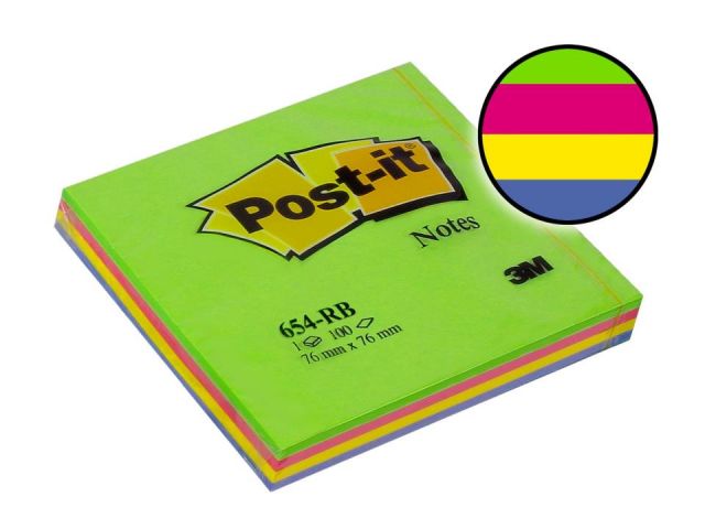 3M Post-it notas 654RB 76x76mm primavera